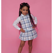 Daga Girls Sky Blue Fluff Pinafore Set